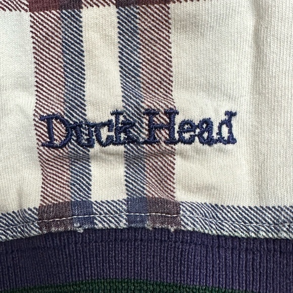 Duck Head Polo Shirt Mens Medium White Blue Plaid Short Sleeve Golf Tour Vintage - Picture 4 of 6